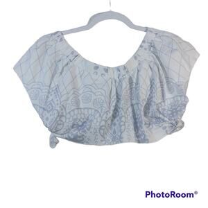 Yoins White Purple Off Shoulder Crop Top Size Small